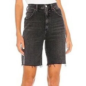 AGOLDE 90s Pinch Waist Ultra High Rise Bermuda Shorts Sz 23 Black Jorts Denim